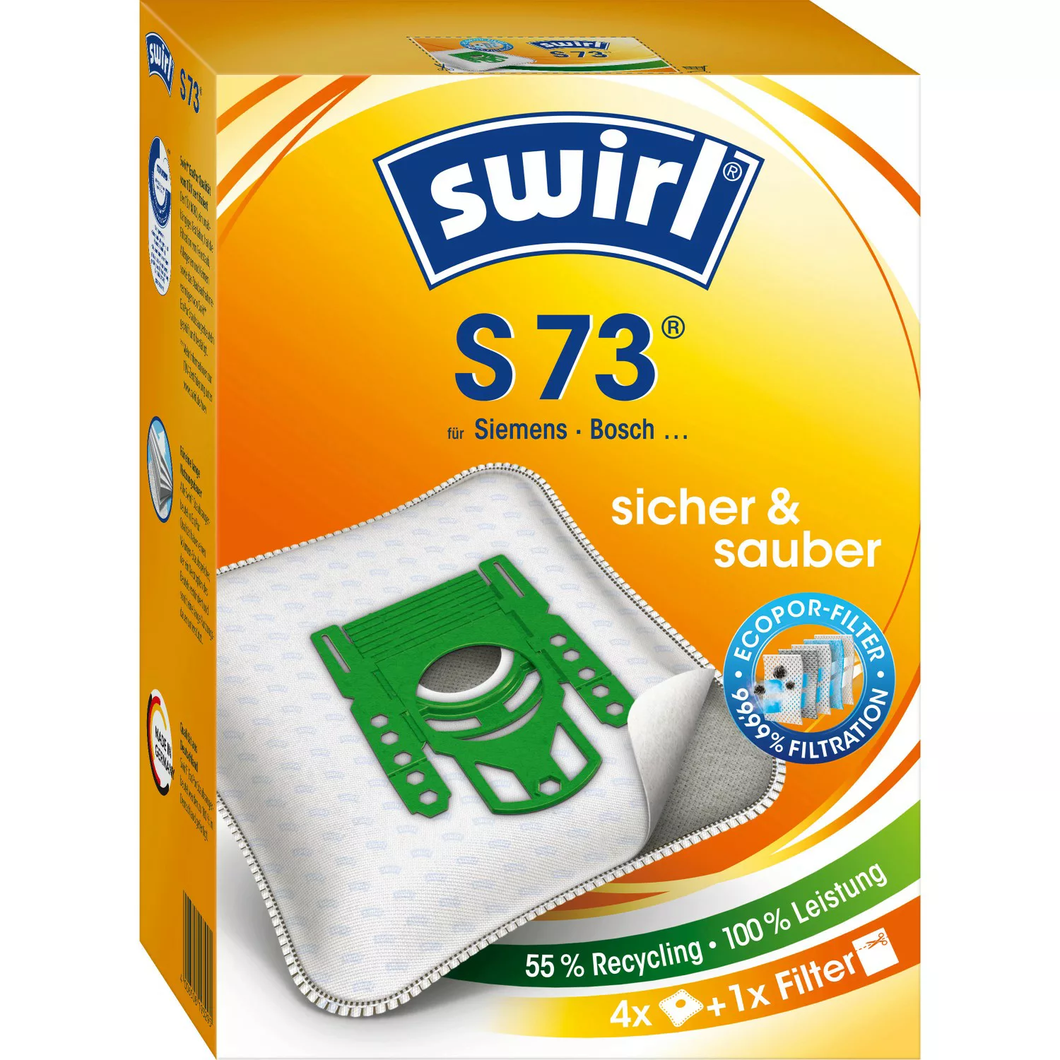 Swirl® Staubsaugerbeutel S 73® EcoPor® 4 St. günstig online kaufen