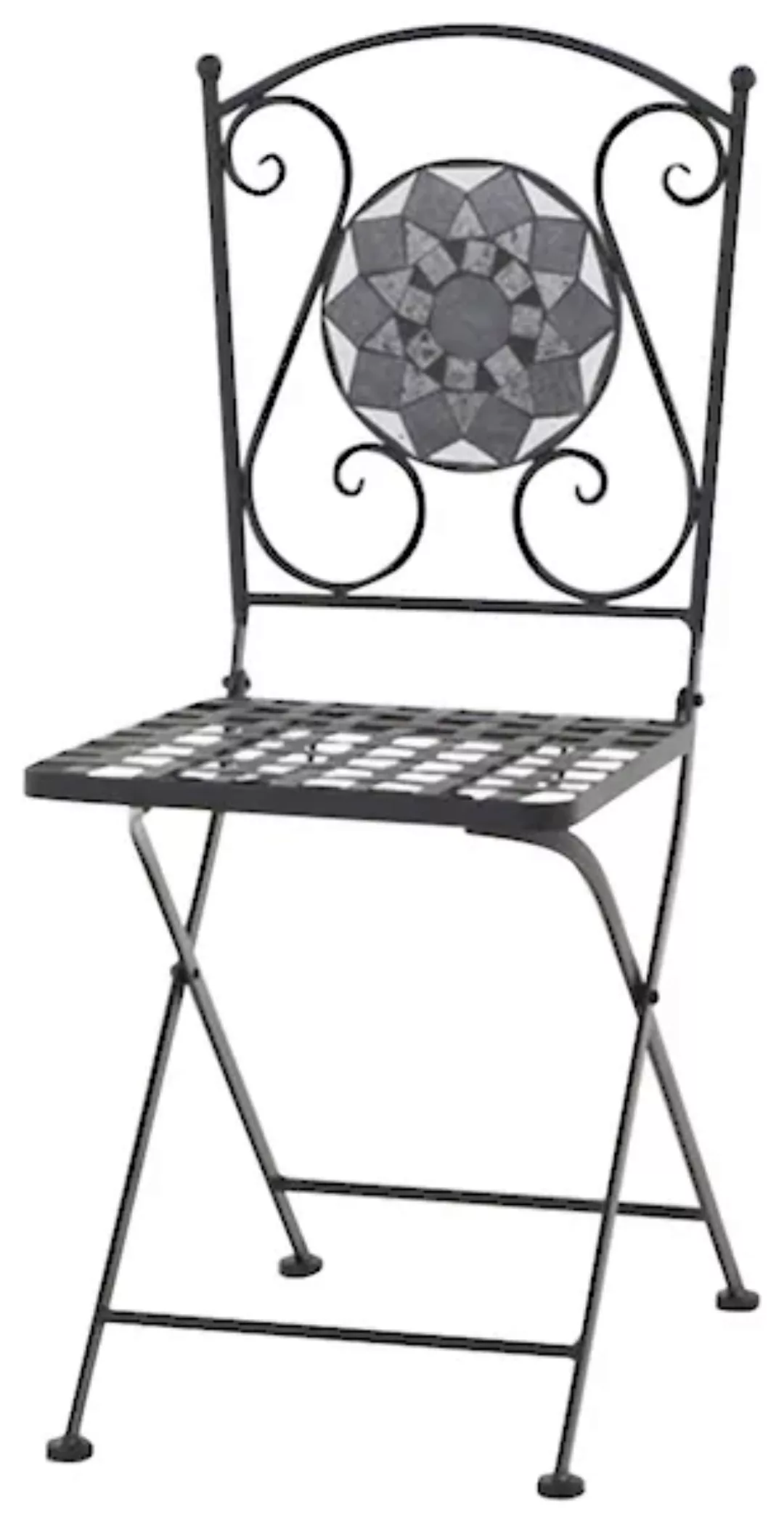 Siena Garden Klappsessel Como Stahl 37 cm x 36 cm x 90 cm Grau Mosaik günstig online kaufen