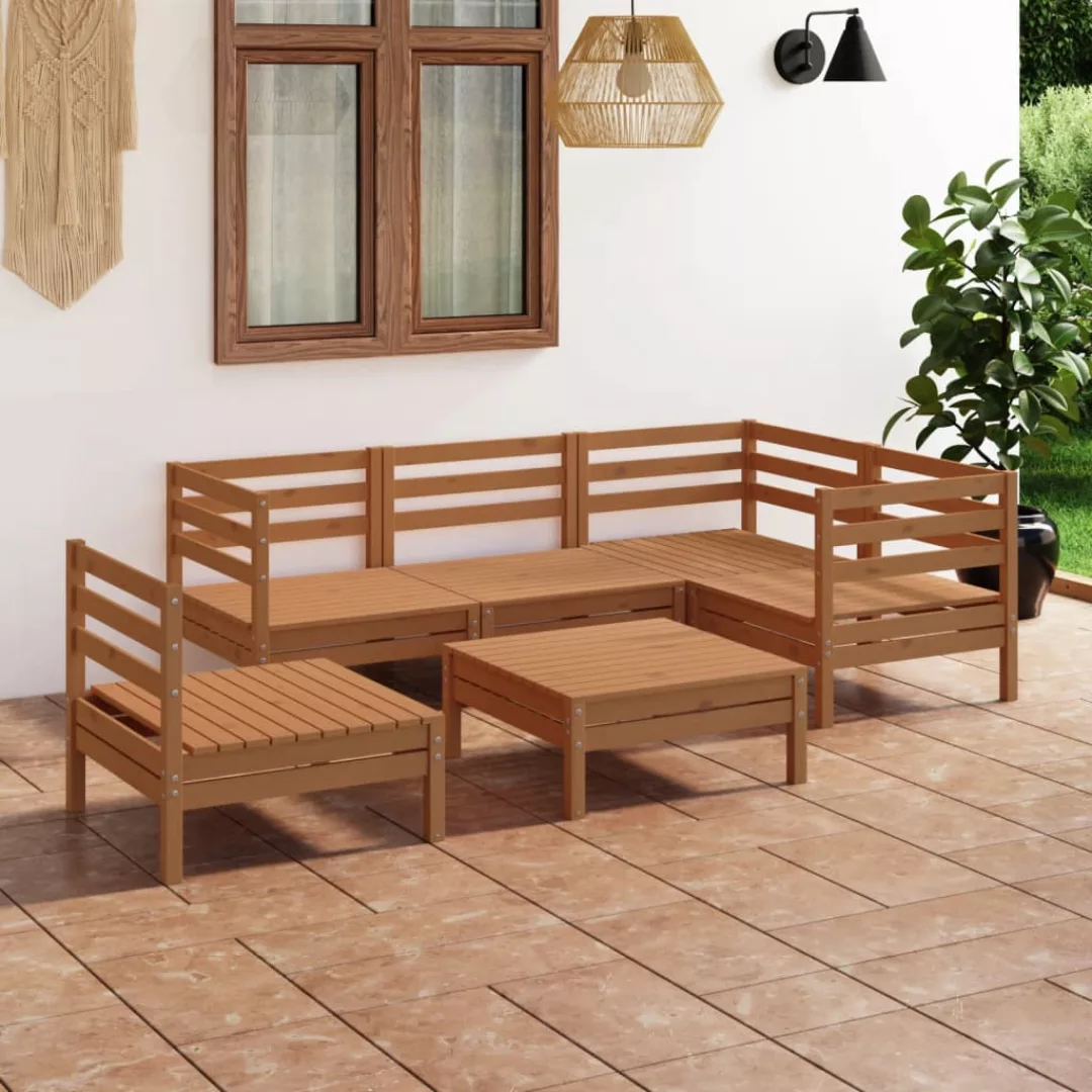 6-tlg. Garten-lounge-set Massivholz Kiefer Honigbraun günstig online kaufen