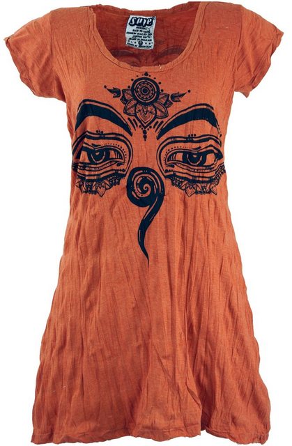 Guru-Shop T-Shirt Sure Long Shirt, Minikleid Buddhas Augen -.. Festival, Go günstig online kaufen