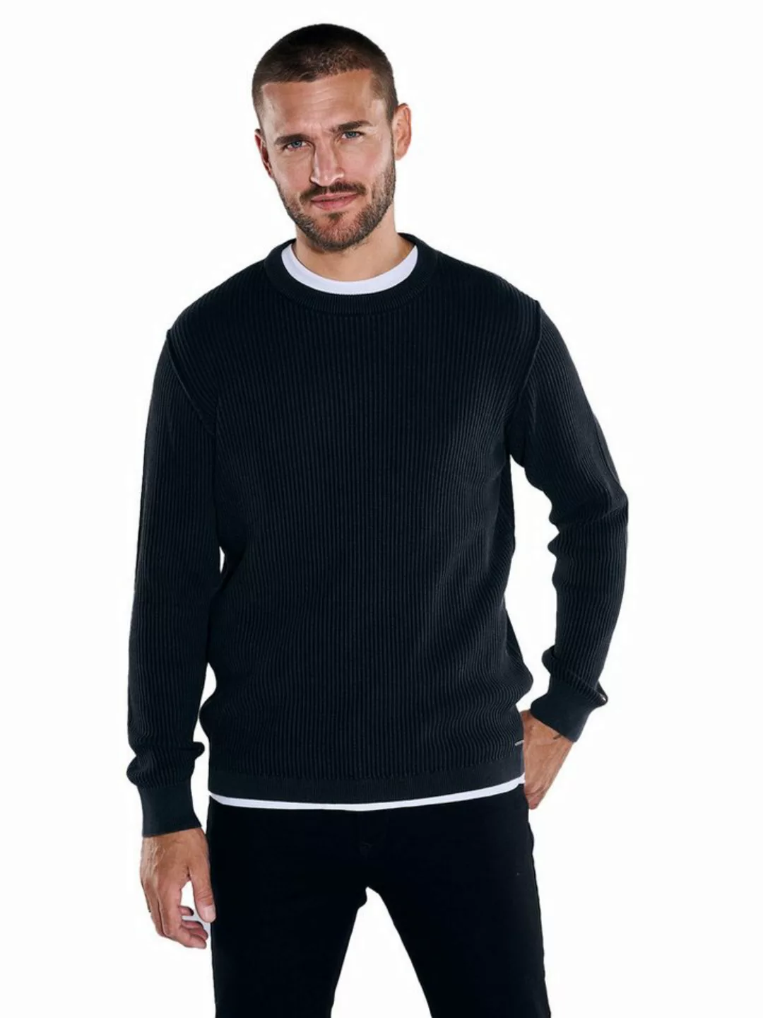 emilio adani Rundhalspullover Pullover strukturiert günstig online kaufen