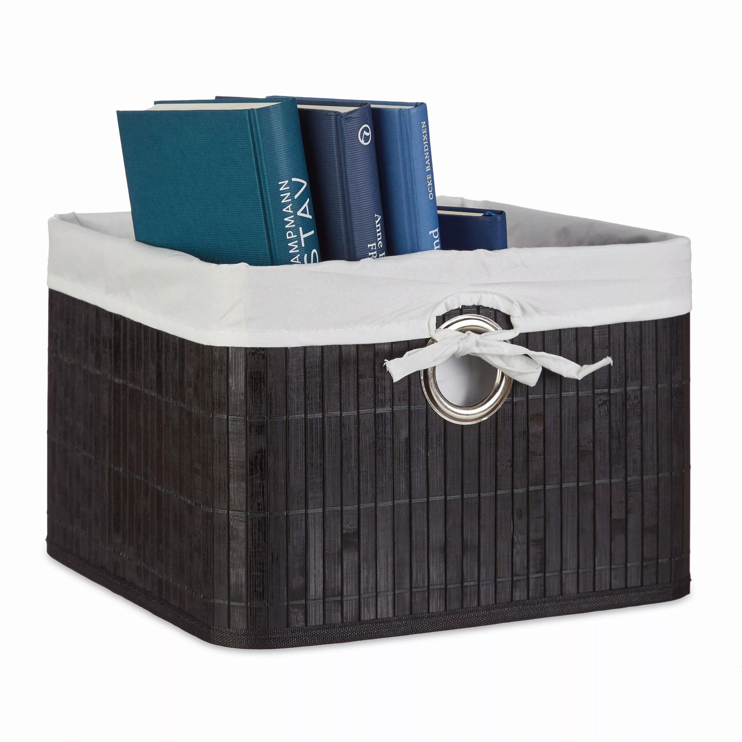 relaxdays Aufbewahrungskorb Bambus, Schwarz günstig online kaufen