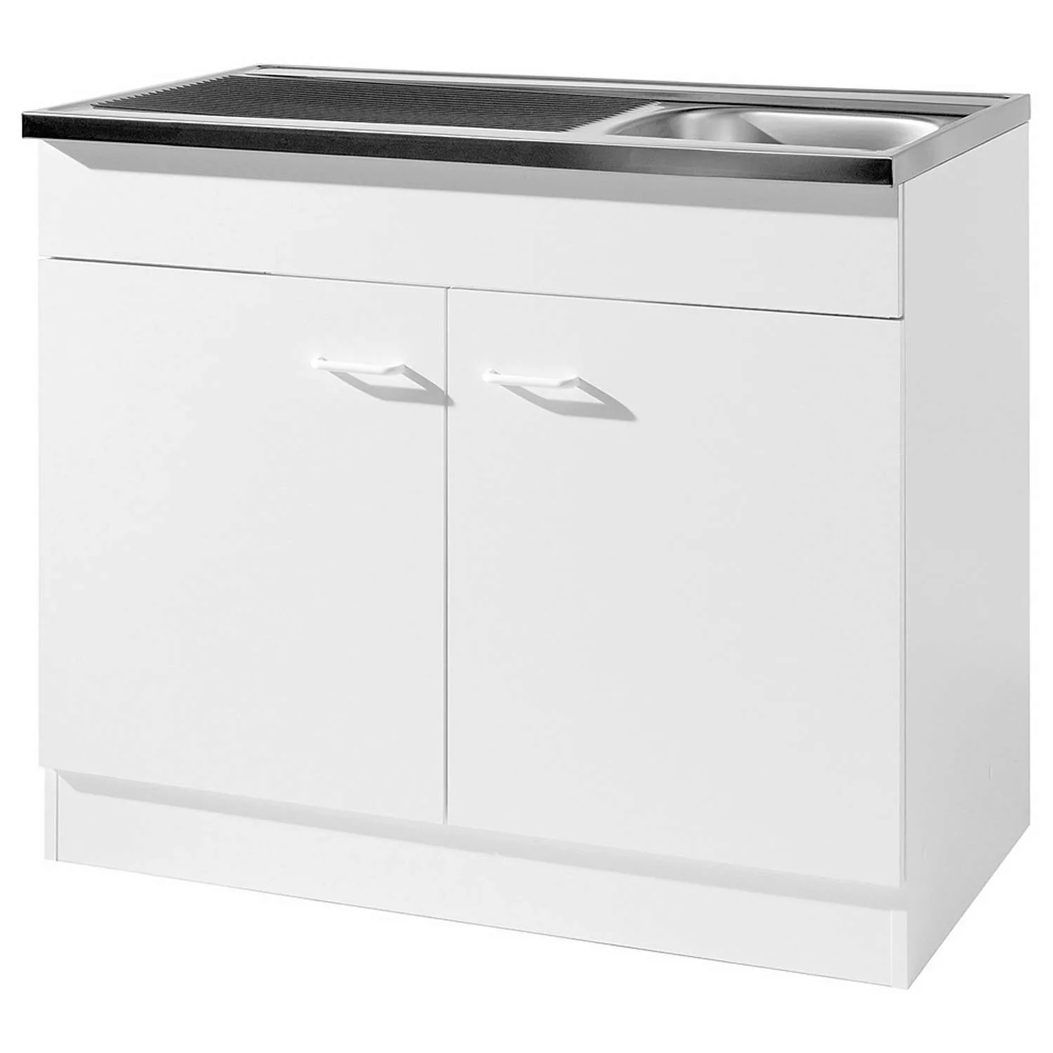 Spülenschrank 100cm mit Spüle und Siphon SALERNO-03 Weiß Breite B/H/T: 100x günstig online kaufen