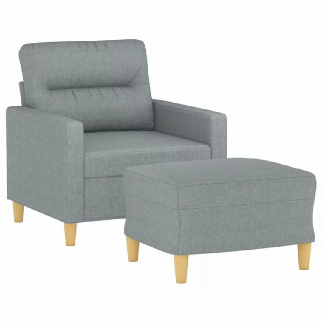 vidaXL Sofa Sessel mit Hocker Hellgrau 60 cm Stoff günstig online kaufen