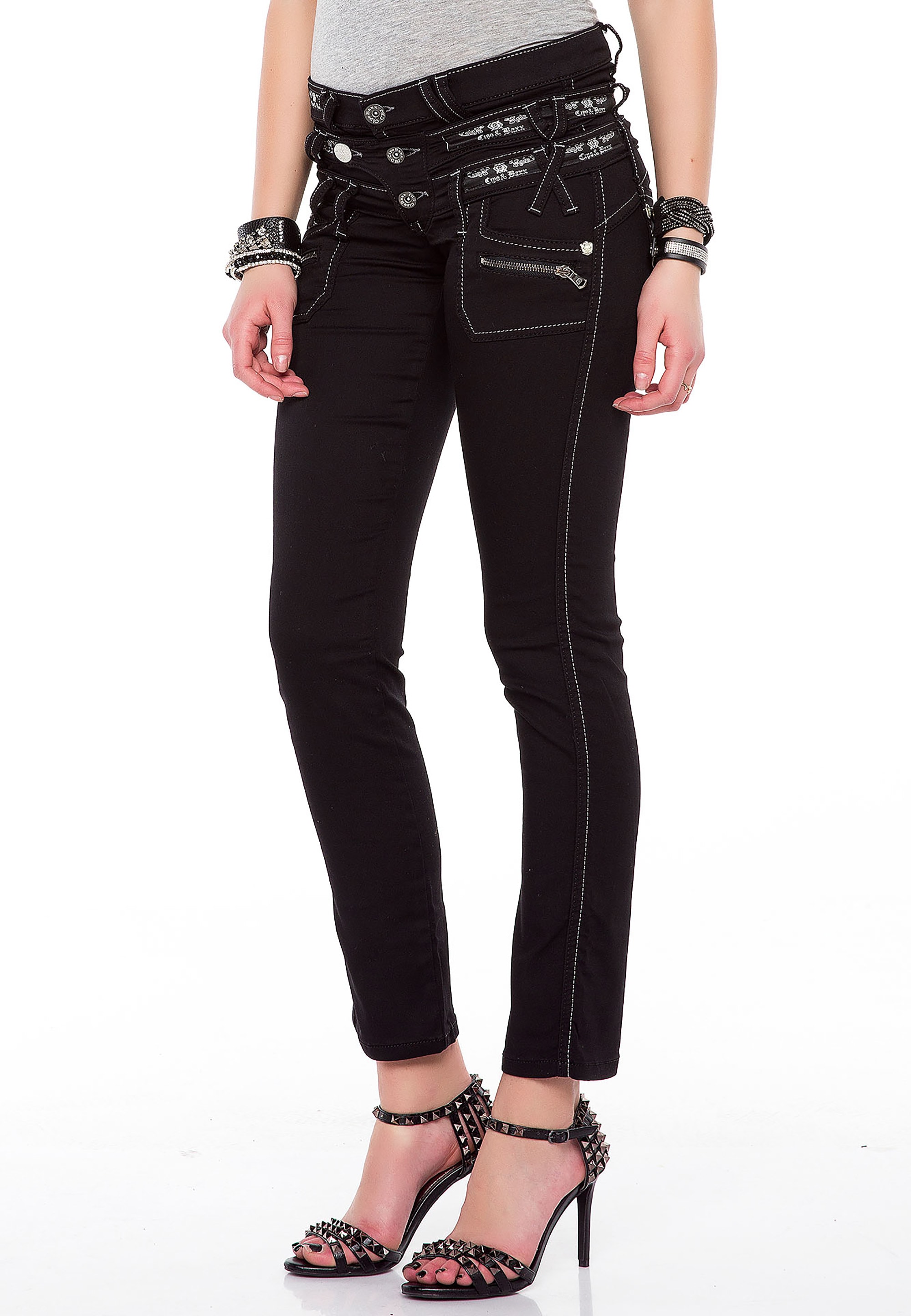 Cipo & Baxx Slim-fit-Jeans, mit modischem Dreifach-Bund in Slim Fit günstig online kaufen