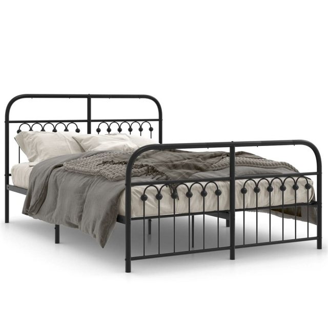 vidaXL Bett, Bettgestell mit Kopf- und Fußteil Metall Schwarz 137x190 cm günstig online kaufen