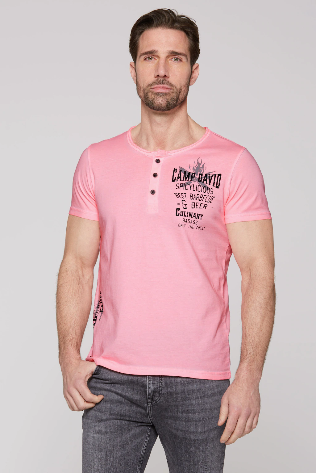 CAMP DAVID Henleyshirt, mit Used-Kanten günstig online kaufen