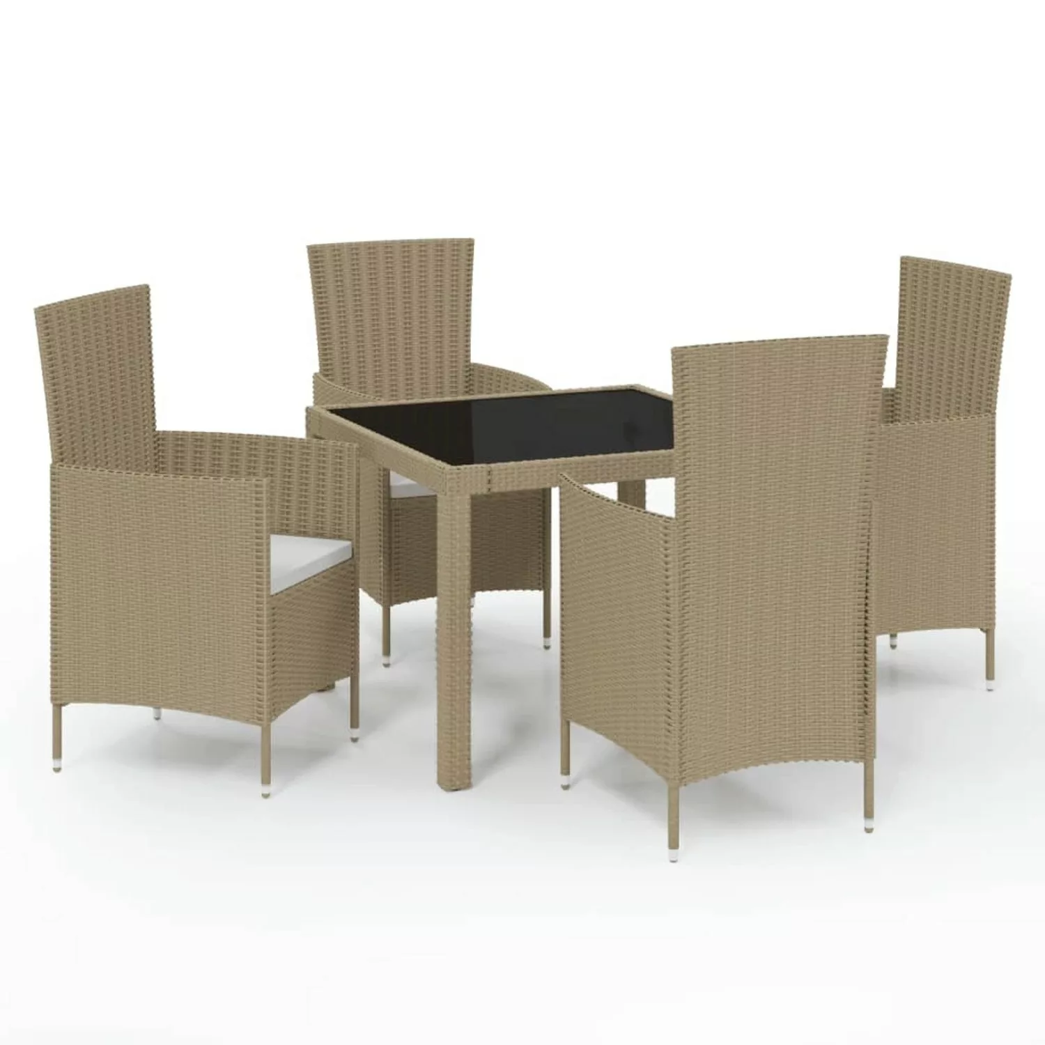 vidaXL 5-tlg Garten-Essgruppe mit Kissen Poly Rattan Beige Modell 6 günstig online kaufen