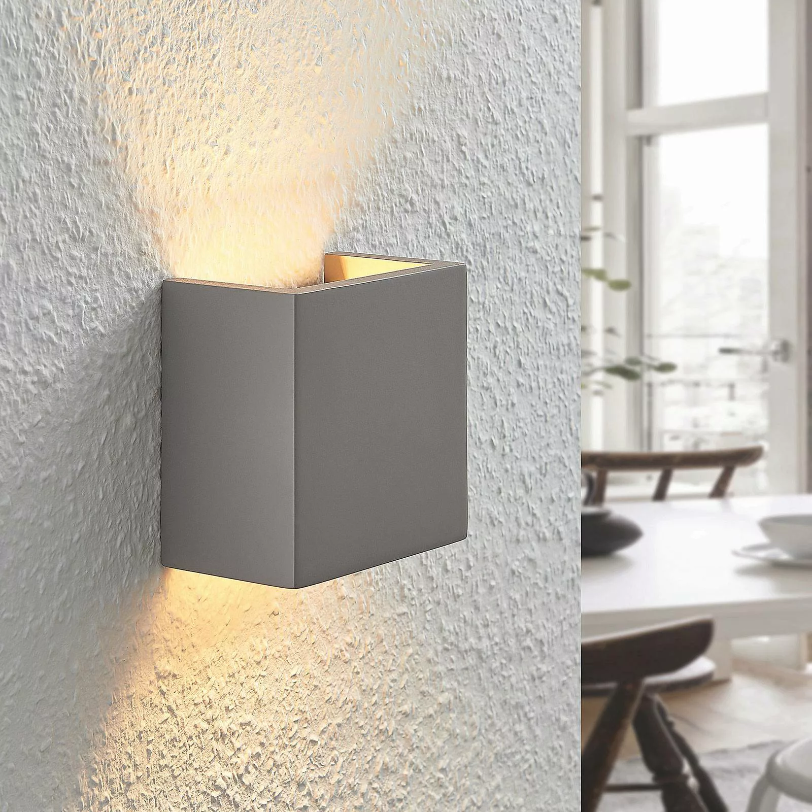 Beton-Wandleuchte Smira in Grau, 12,5 x 12,5 cm günstig online kaufen