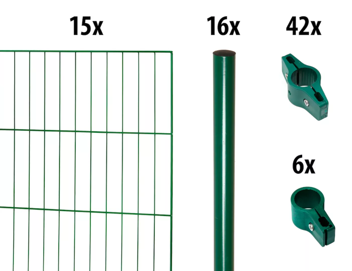 GARDEN N MORE Einstabmattenzaun "mit Rundpfosten", 15 Elemente für 30 m, Lx günstig online kaufen