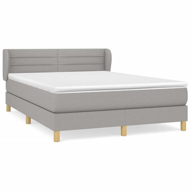 vidaXL Bettgestell Boxspringbett mit Matratze Hellgrau 140x200 cm Stoff Bet günstig online kaufen