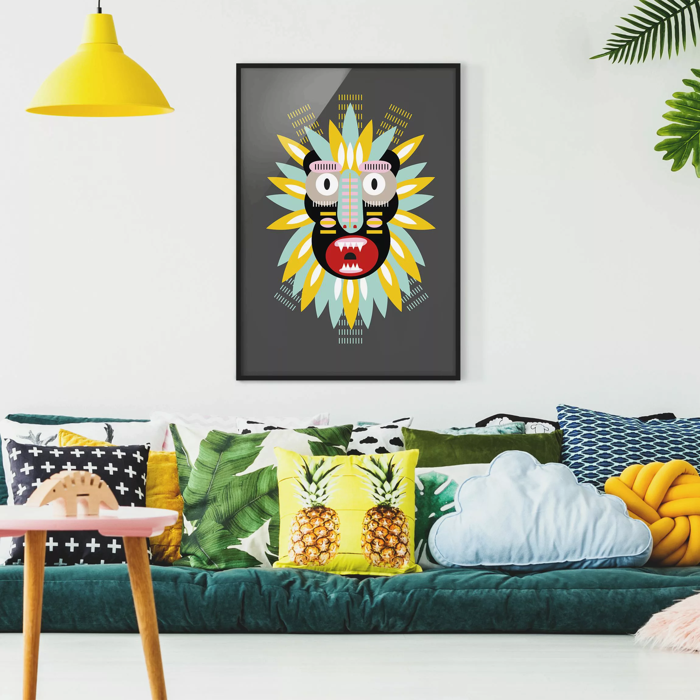 Bild mit Rahmen Kinderzimmer - Hochformat Collage Ethno Maske - King Kong günstig online kaufen