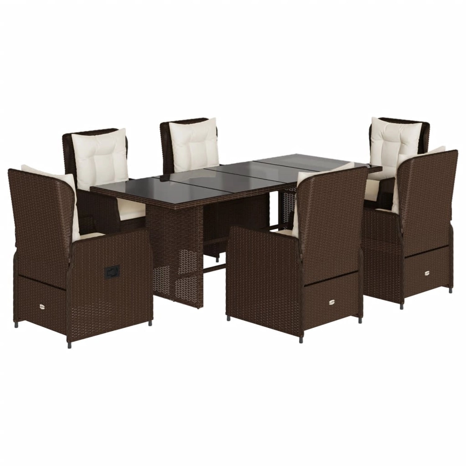 vidaXL 7-Tlg Garten-Essgruppe mit Kissen Braun Poly Rattan 3262781 günstig online kaufen