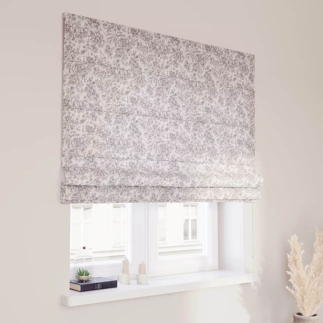 Dekoria Raffrollo Capri, grau-weiß, 50 x 60 cm günstig online kaufen