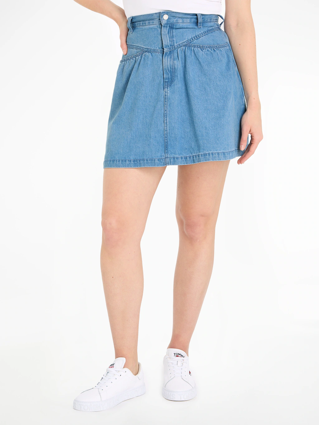 Tommy Jeans Bleistiftrock "TJW CHAMBRAY MINI SKIRT", Webrock mit Logopatch günstig online kaufen