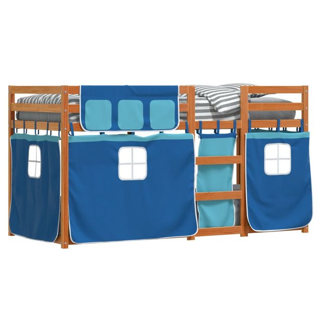 vidaXL Bett Etagenbett mit Vorhängen Blau 80x200 cm Massivholz Kiefer günstig online kaufen