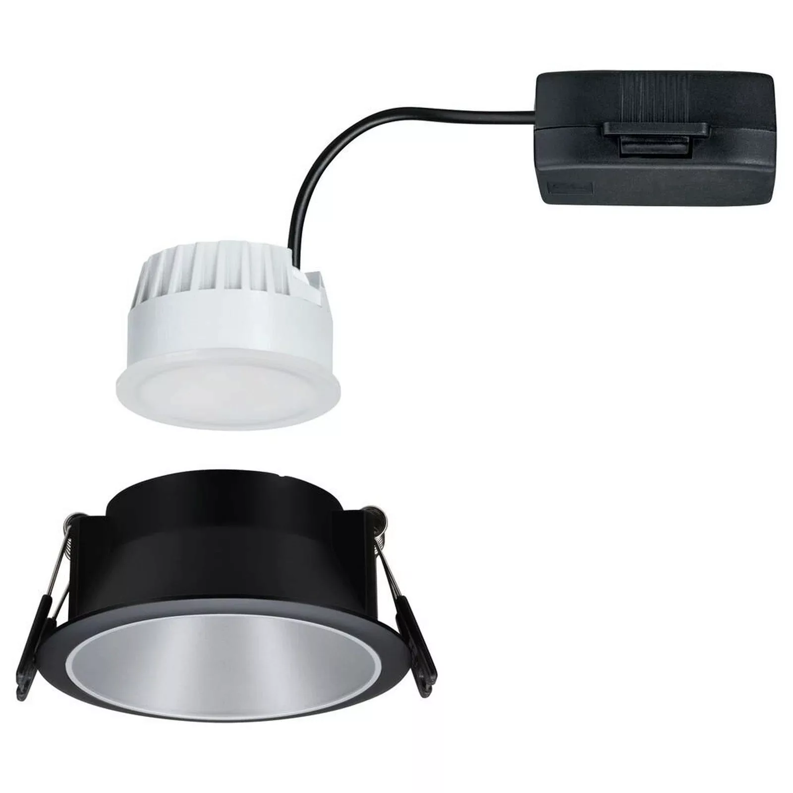 LED Deckeneinbaustrahler Coin 6,5W 460lm IP44 1-er Set in Schwarz und Silbe günstig online kaufen