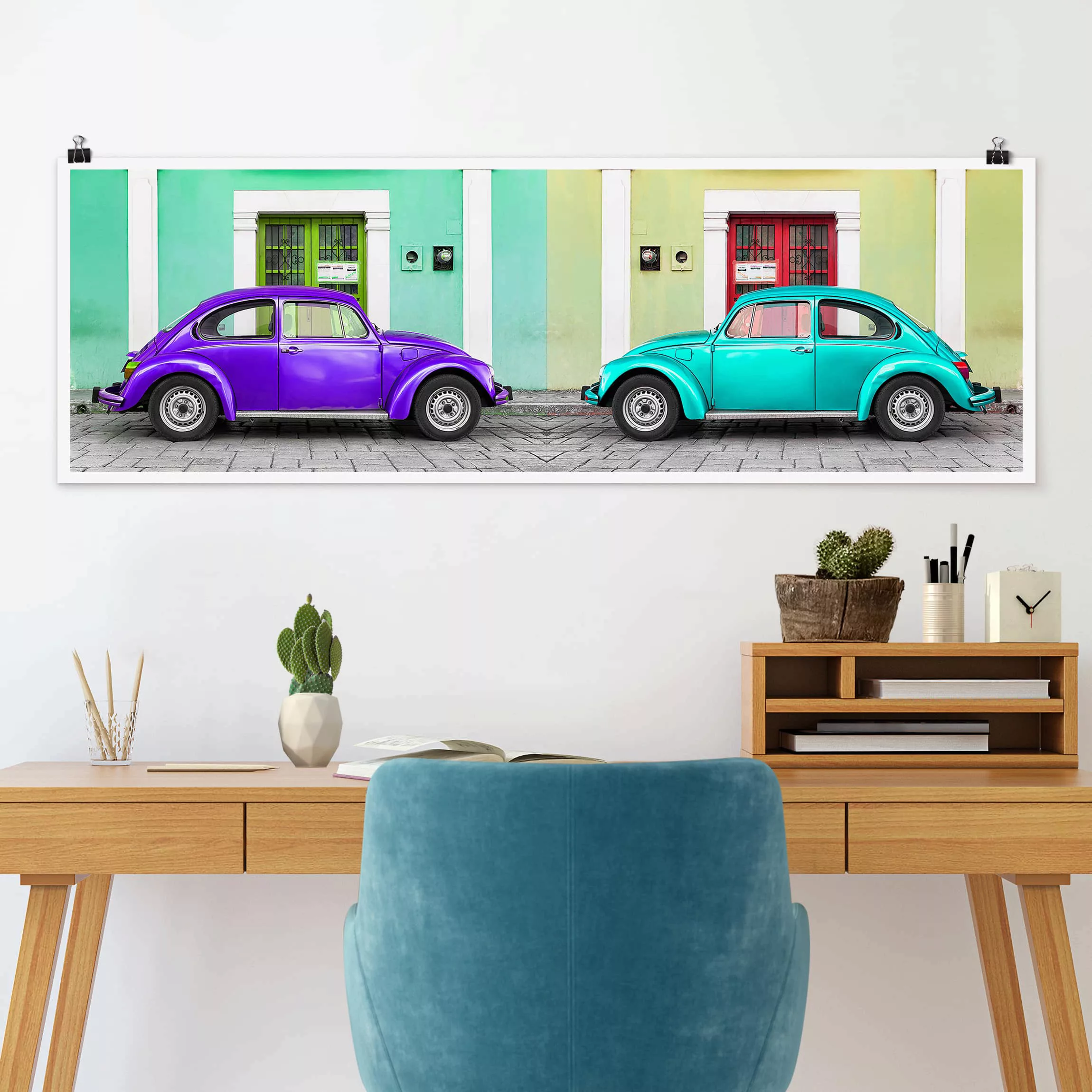 Panorama Poster Architektur & Skyline Beetles Lila-Türkis günstig online kaufen