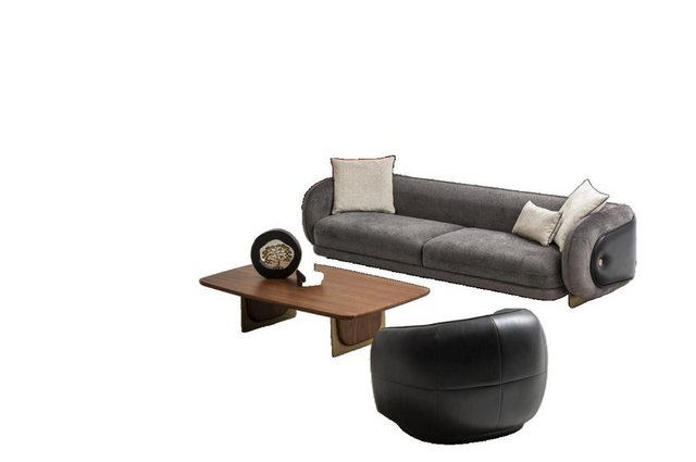 JVmoebel Sofa Moderner Grau Sofagarnitur set 3 Sitzer Sofas 2x Sessel Wohnz günstig online kaufen