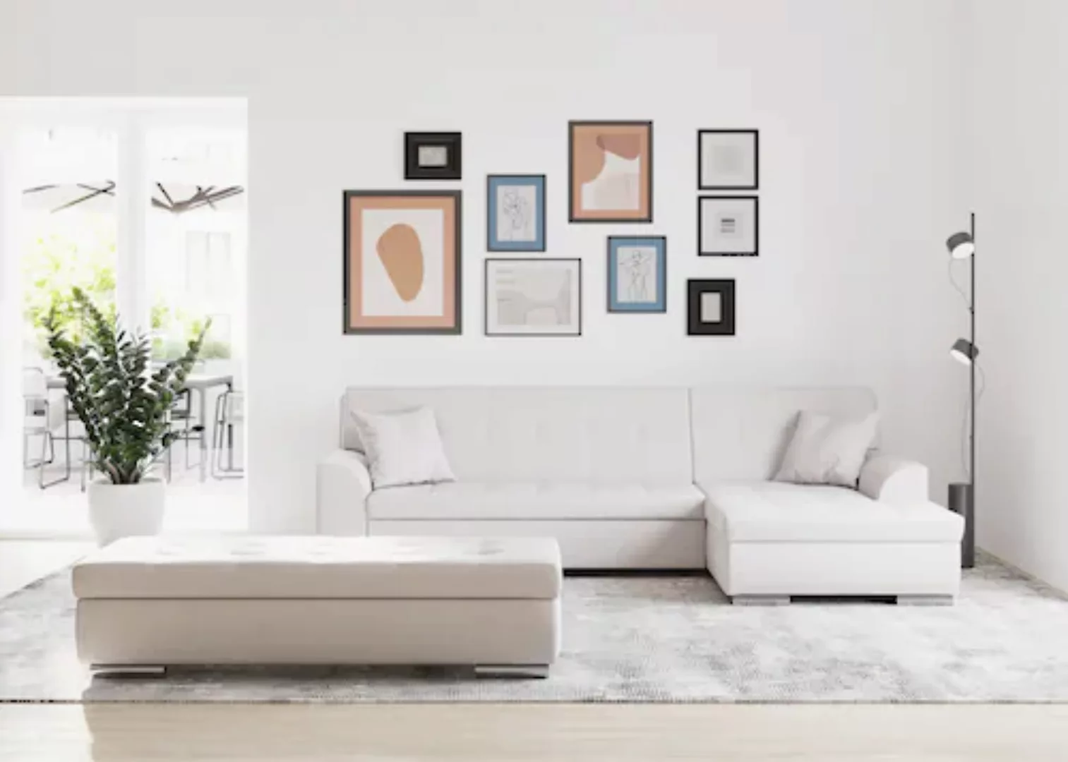 DOMO collection Ecksofa Treviso, wahlweise mit Bettfunktion, incl. Zierkiss günstig online kaufen