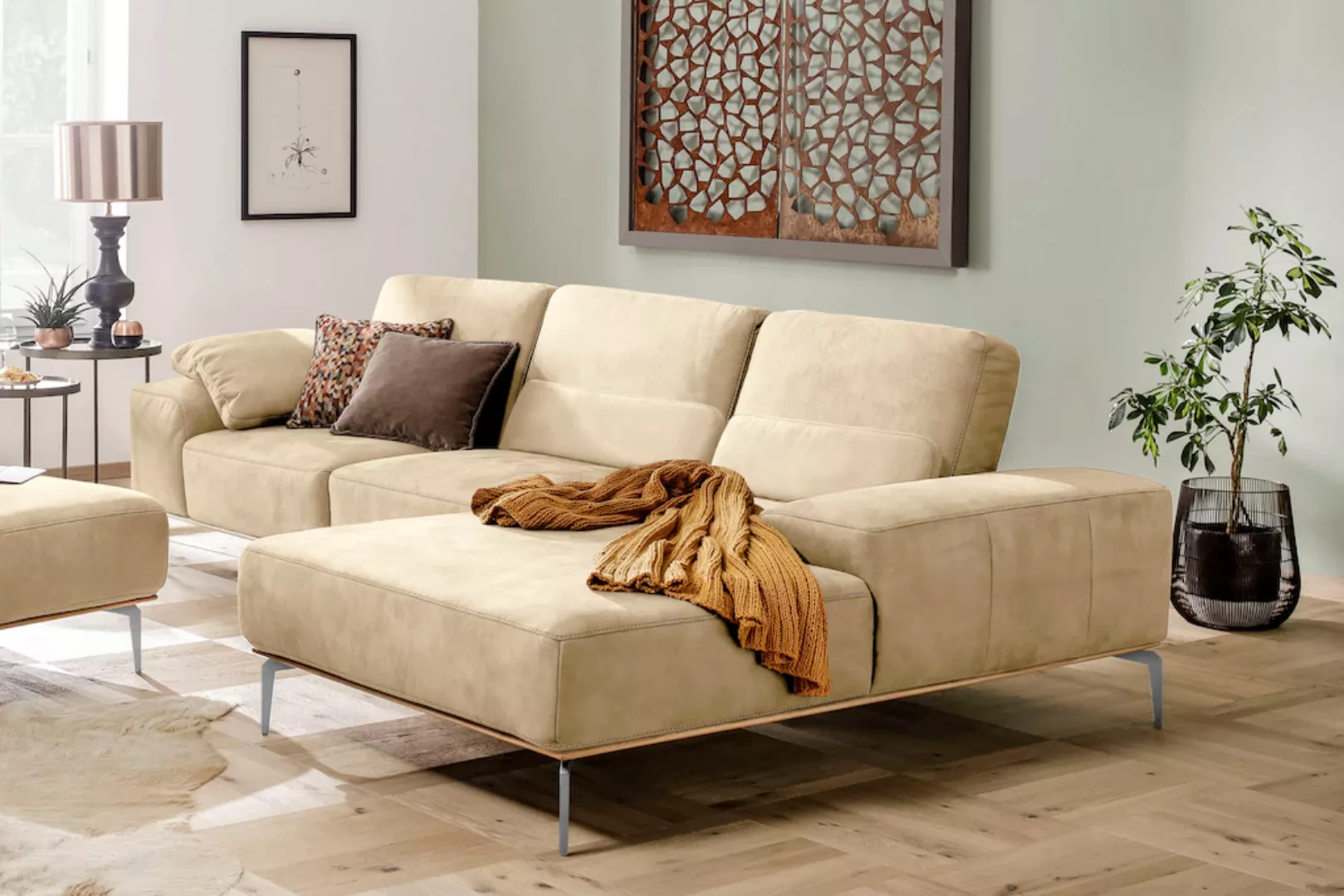 W.SCHILLIG Ecksofa run, mit elegantem Holzsockel, Füße in Chrom glänzend, B günstig online kaufen