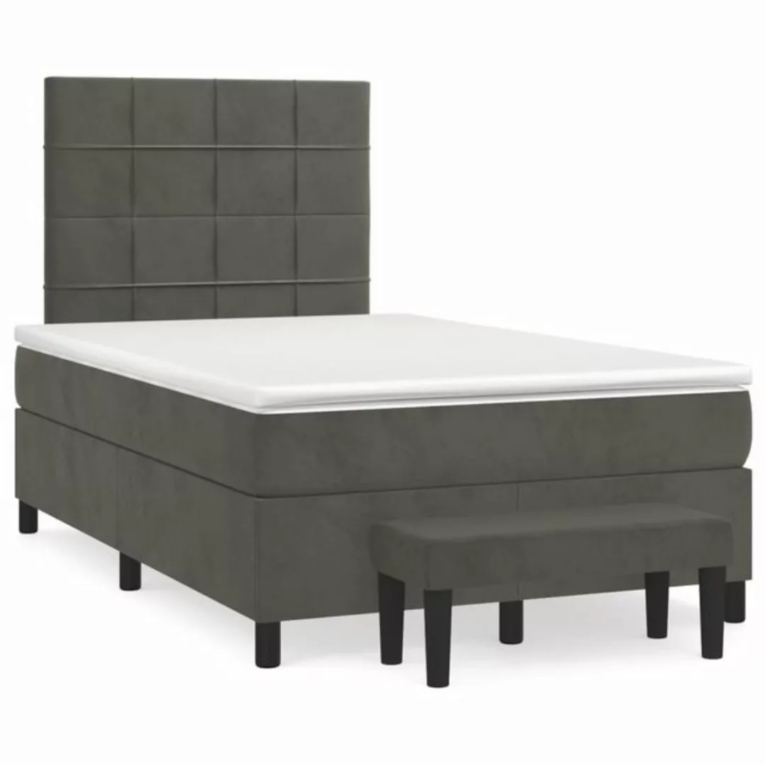 furnicato Bett Boxspringbett mit Matratze Dunkelgrau 120x200 cm Samt günstig online kaufen