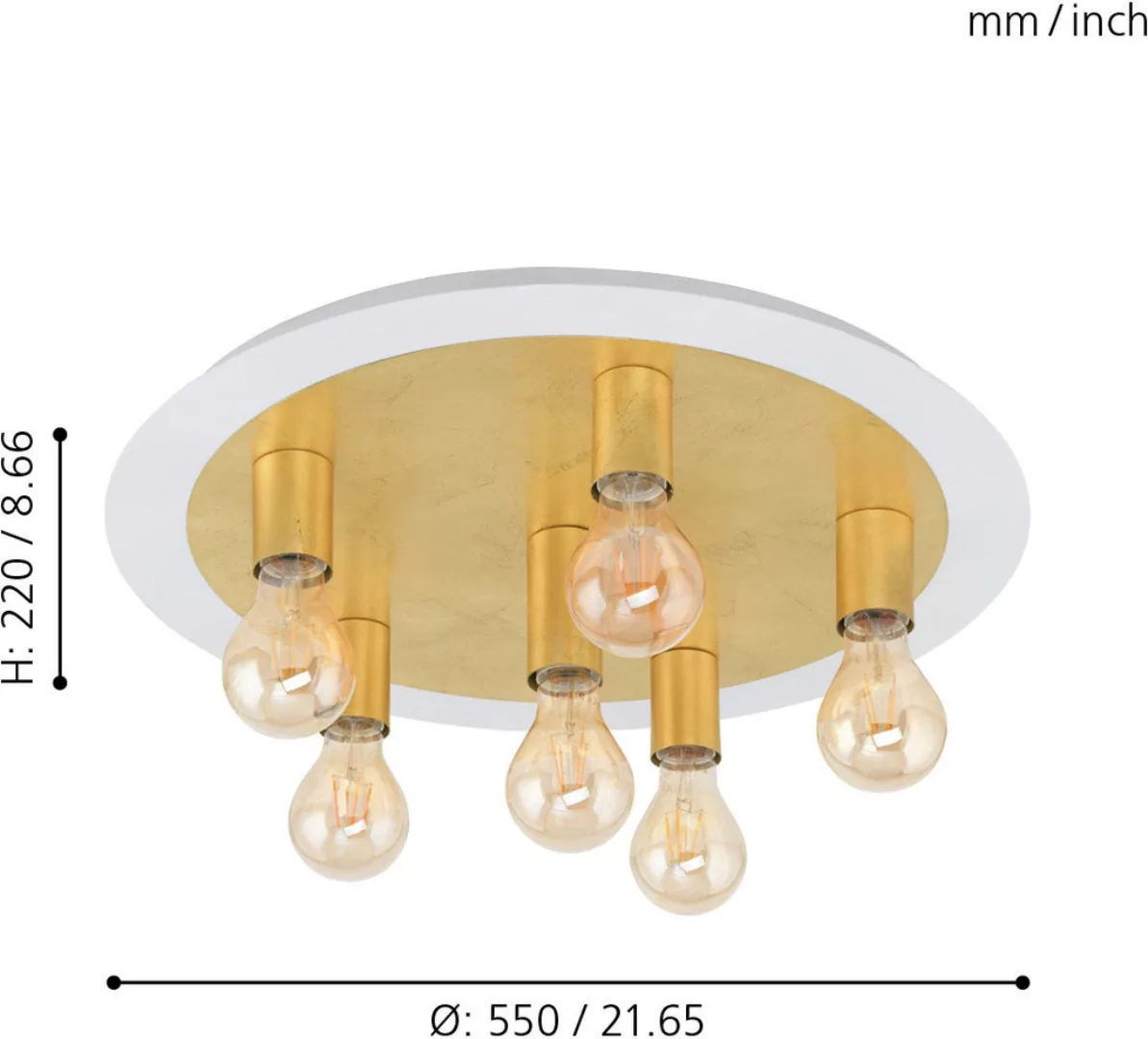 LED-Deckenleuchte Passano 6fl gold günstig online kaufen