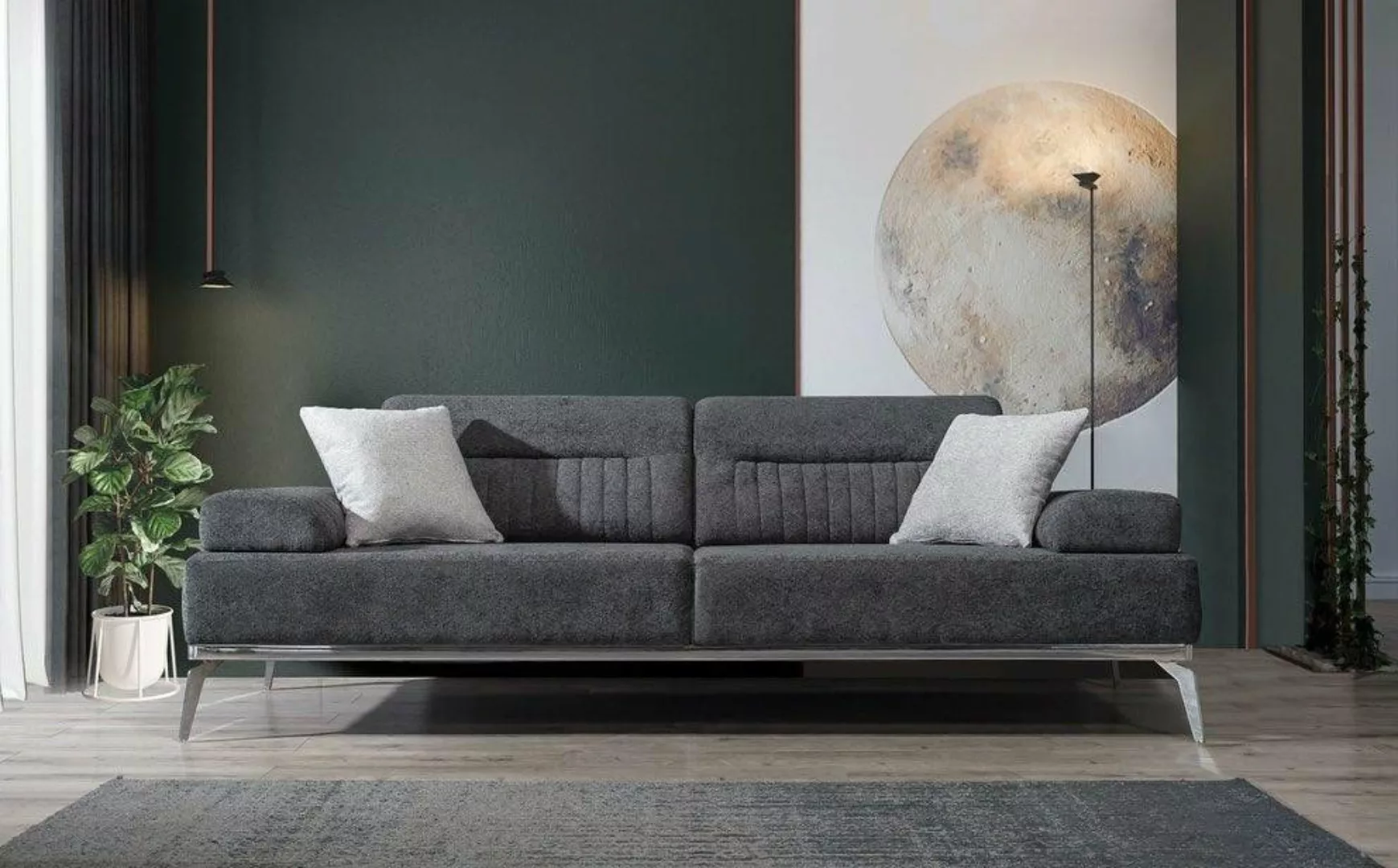 Xlmoebel Sofa Modernes Luxus-Design Stoffsofa für das Wohnzimmer in Grau mi günstig online kaufen