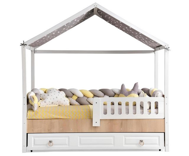 Xlmoebel Bett Kinderbettgestell in hellem Holz für das ideale Kinderzimmer. günstig online kaufen