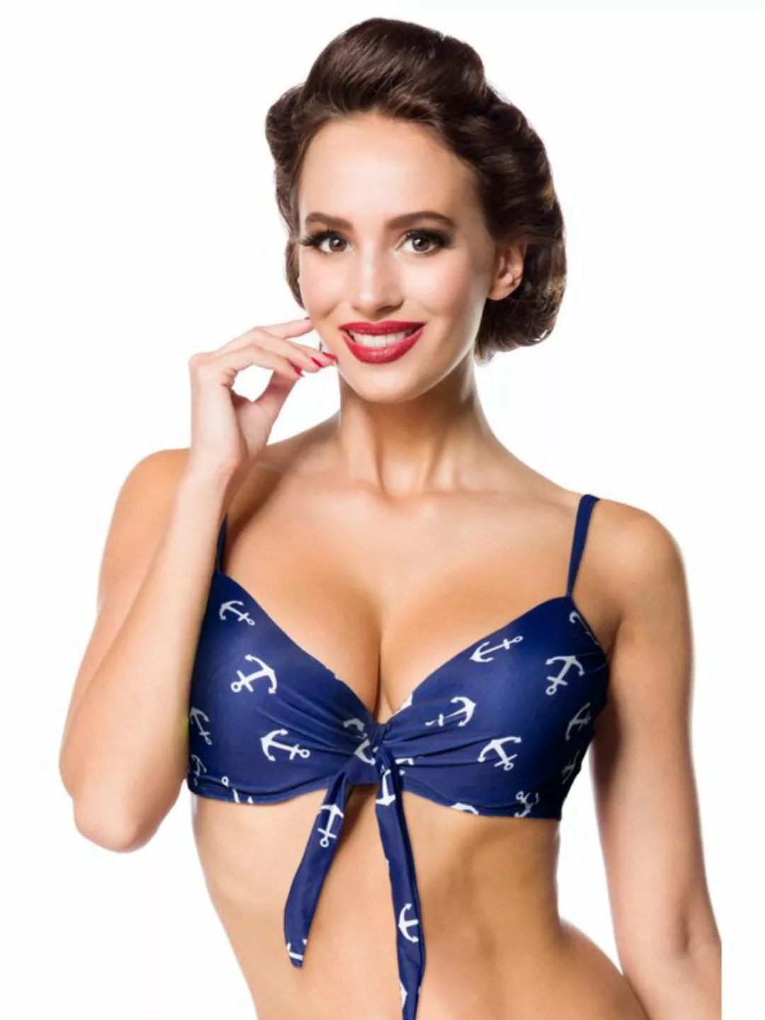Belsira Vintage Bikini-Oberteil Blau mit Ankern günstig online kaufen