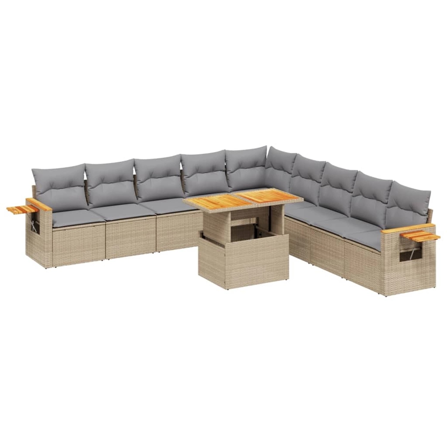 vidaXL 11-tlg Garten-Sofagarnitur mit Kissen Beige Poly Rattan Modell 178 günstig online kaufen