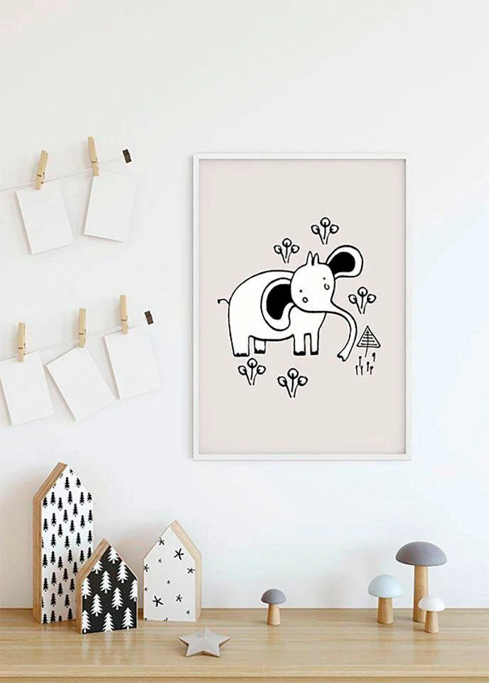 Komar Bild "Scribble Elephant", Tiere, (1 St.), Wandbild zur Dekoration - o günstig online kaufen