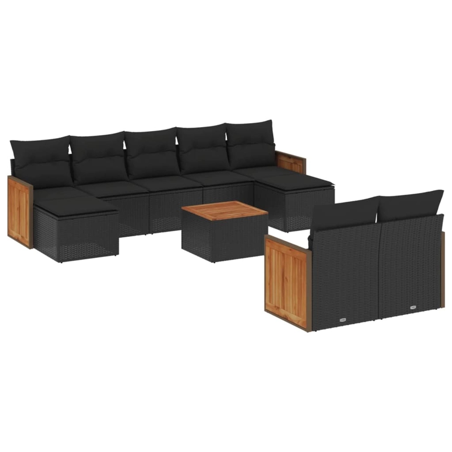 vidaXL 10-Tlg Garten-Sofagarnitur mit Kissen Schwarz Poly Rattan 3228085 günstig online kaufen
