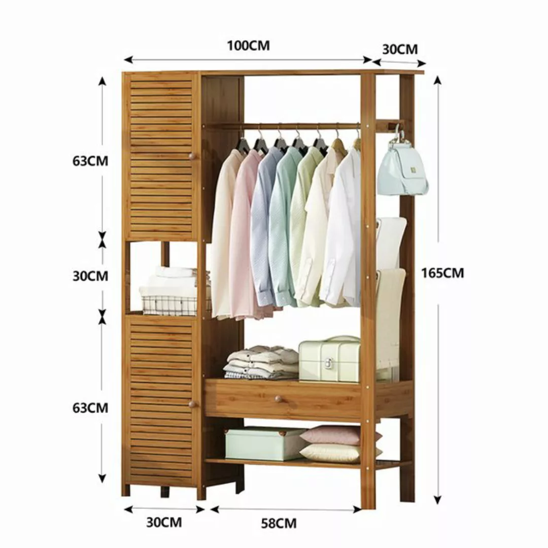 WAOHO Kleiderschrank kleiderschrank Garderobenständer Bambus, mit Schrank u günstig online kaufen