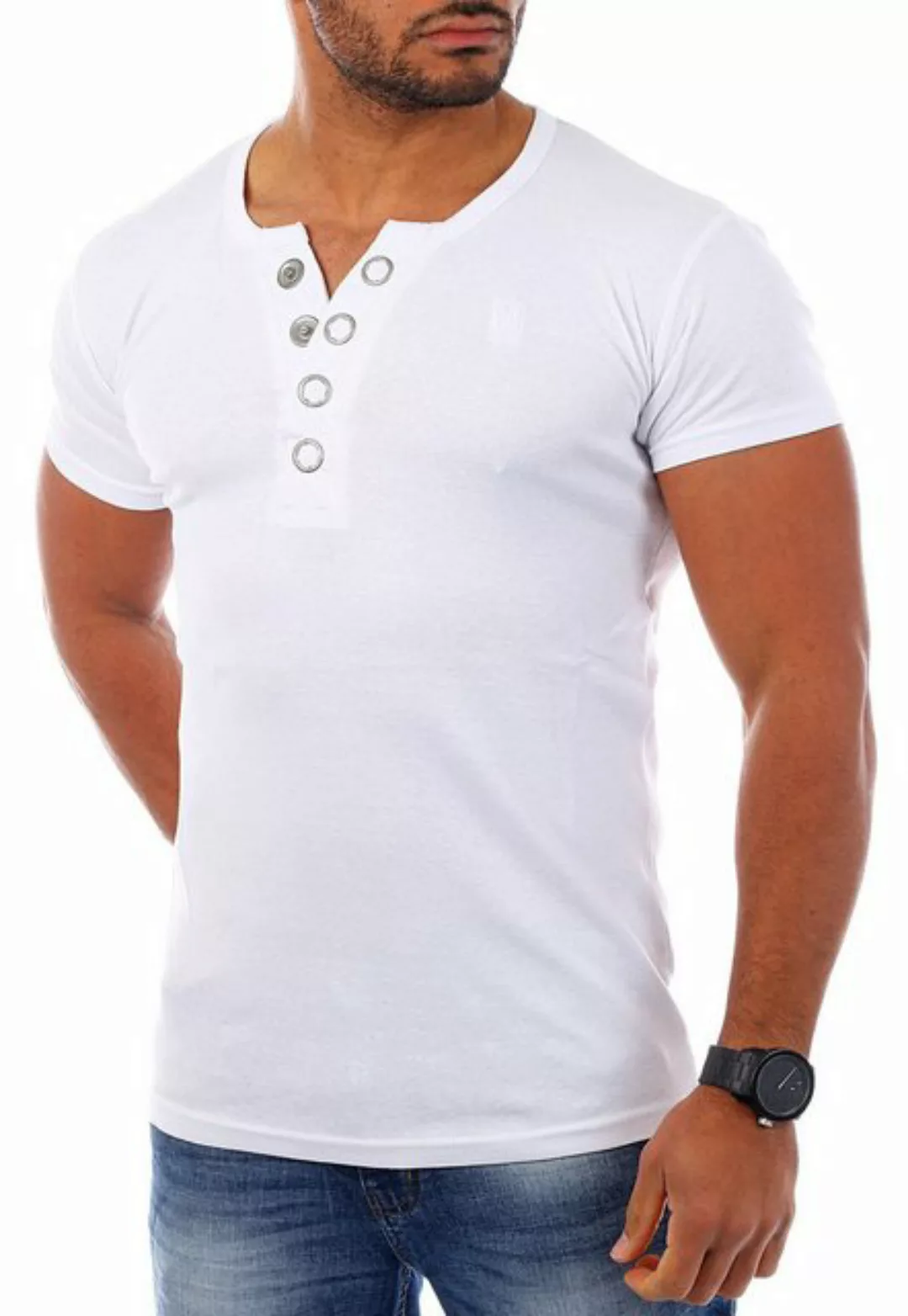 Young & Rich T-Shirt Herren basic fein gerippt mit trendigen extra großen K günstig online kaufen