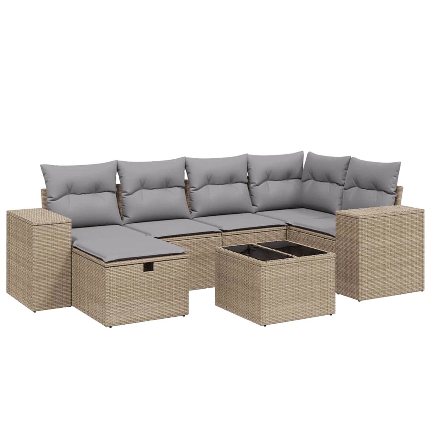 vidaXL 7-tlg Garten-Sofagarnitur mit Kissen Beige Poly Rattan Modell 221 günstig online kaufen