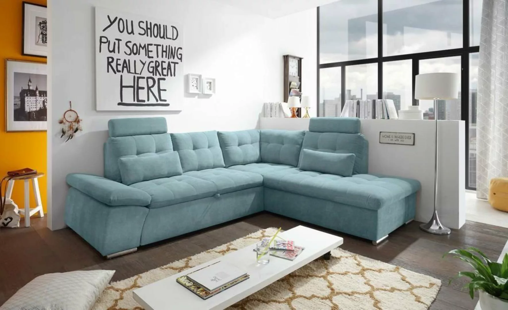 ED EXCITING DESIGN Ecksofa, Nalo Ecksofa 260x219 cm Couch Eckcouch Sofa Bla günstig online kaufen