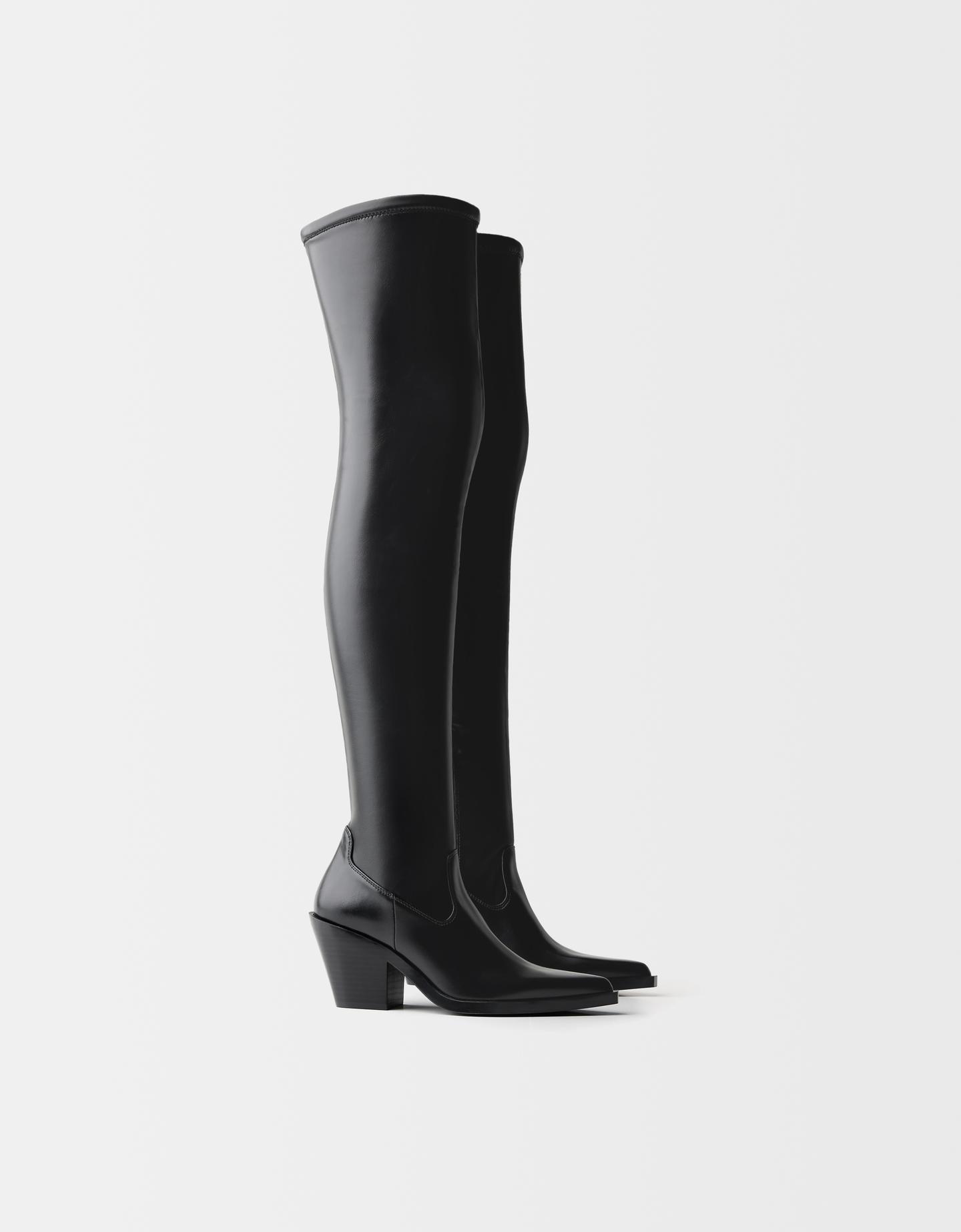 Bershka Langschaftstiefel Im Cowboylook Mit Absatz Damen 41 Schwarz günstig online kaufen