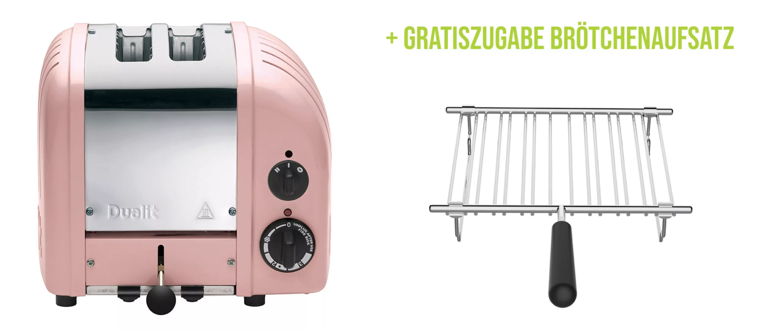 Classic Toaster Premium 2-Schlitz inkl. Gratis Brötchenaufsatz Pink günstig online kaufen