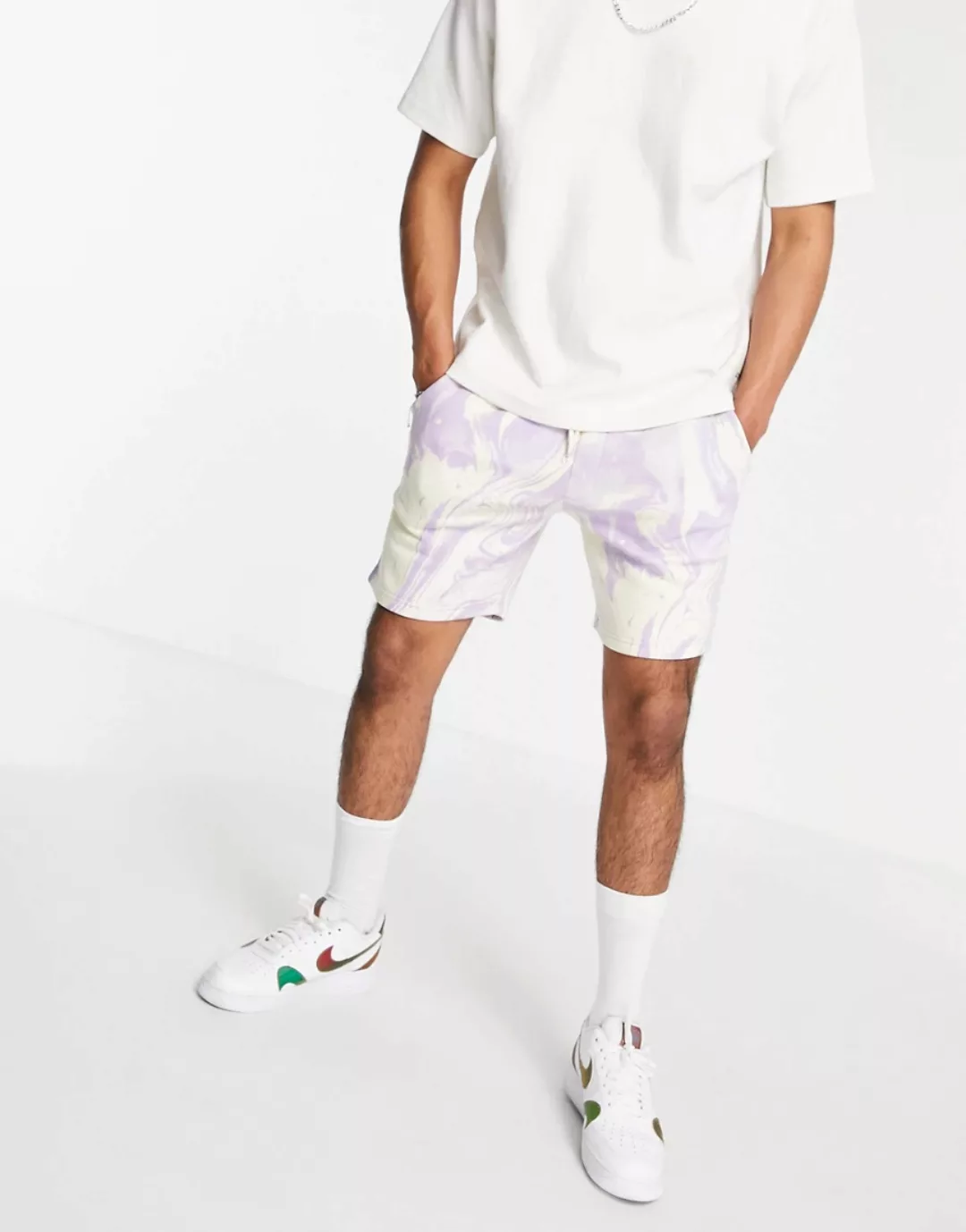 Jack & Jones – Originals – Shorts mit Batikmuster in Flieder, Kombiteil-Lil günstig online kaufen