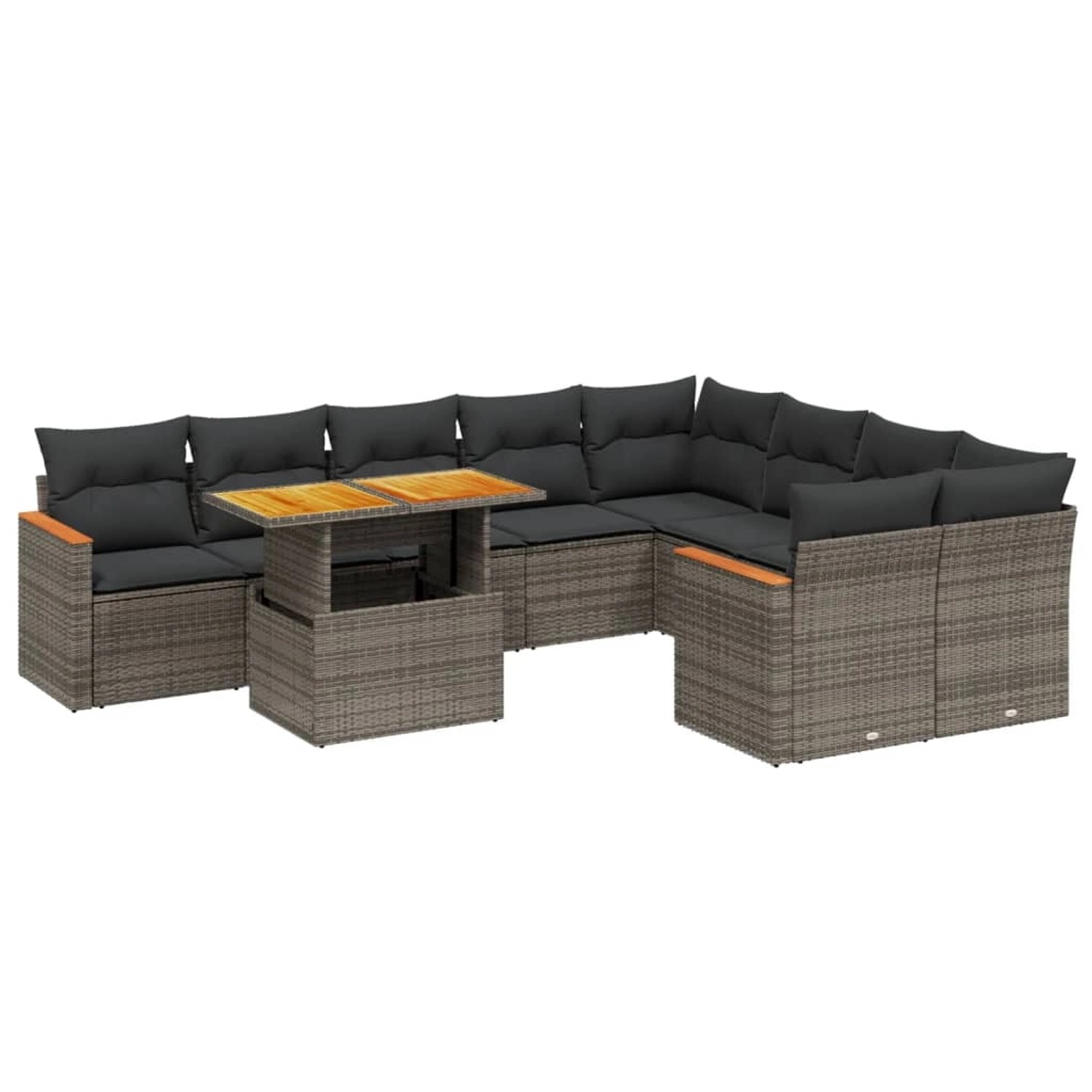 vidaXL 10-Tlg Garten-Sofagarnitur mit Kissen Grau Poly Rattan 3273237 günstig online kaufen