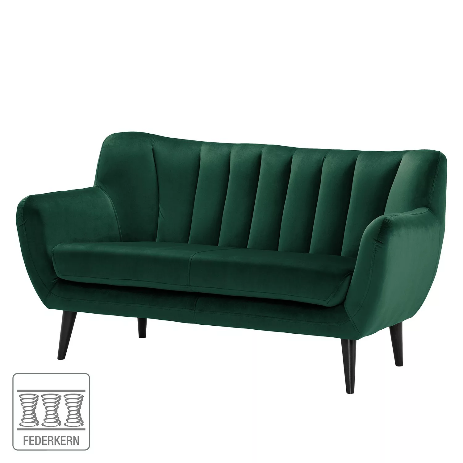 home24 Norrwood Sofa Polva I 2-Sitzer Antikgrün Samt 155x82x81 cm günstig online kaufen