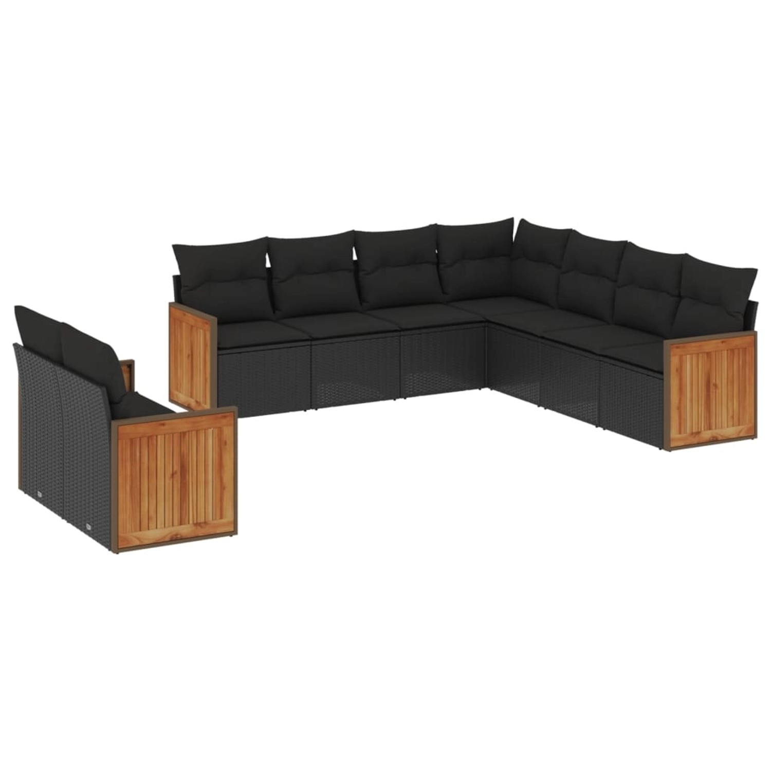 vidaXL 9-Tlg Garten-Sofagarnitur mit Kissen Schwarz Poly Rattan 3260179 günstig online kaufen