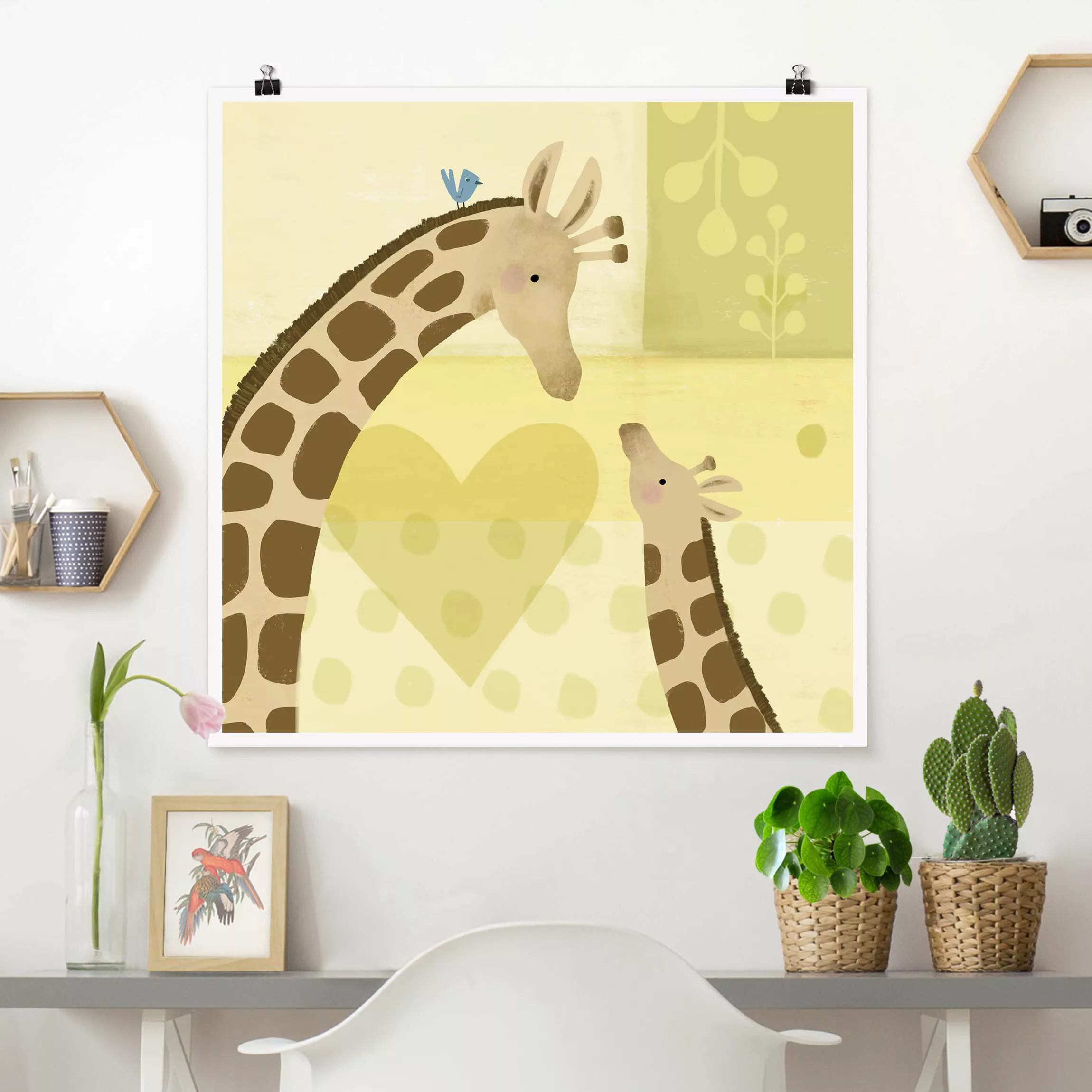 Poster Tiere - Quadrat Mama und ich - Giraffen günstig online kaufen