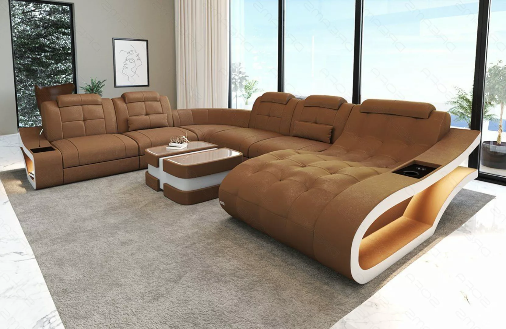 Sofa Dreams Wohnlandschaft Polster Stoff Sofa Couch Elegante A XXL Form Sto günstig online kaufen