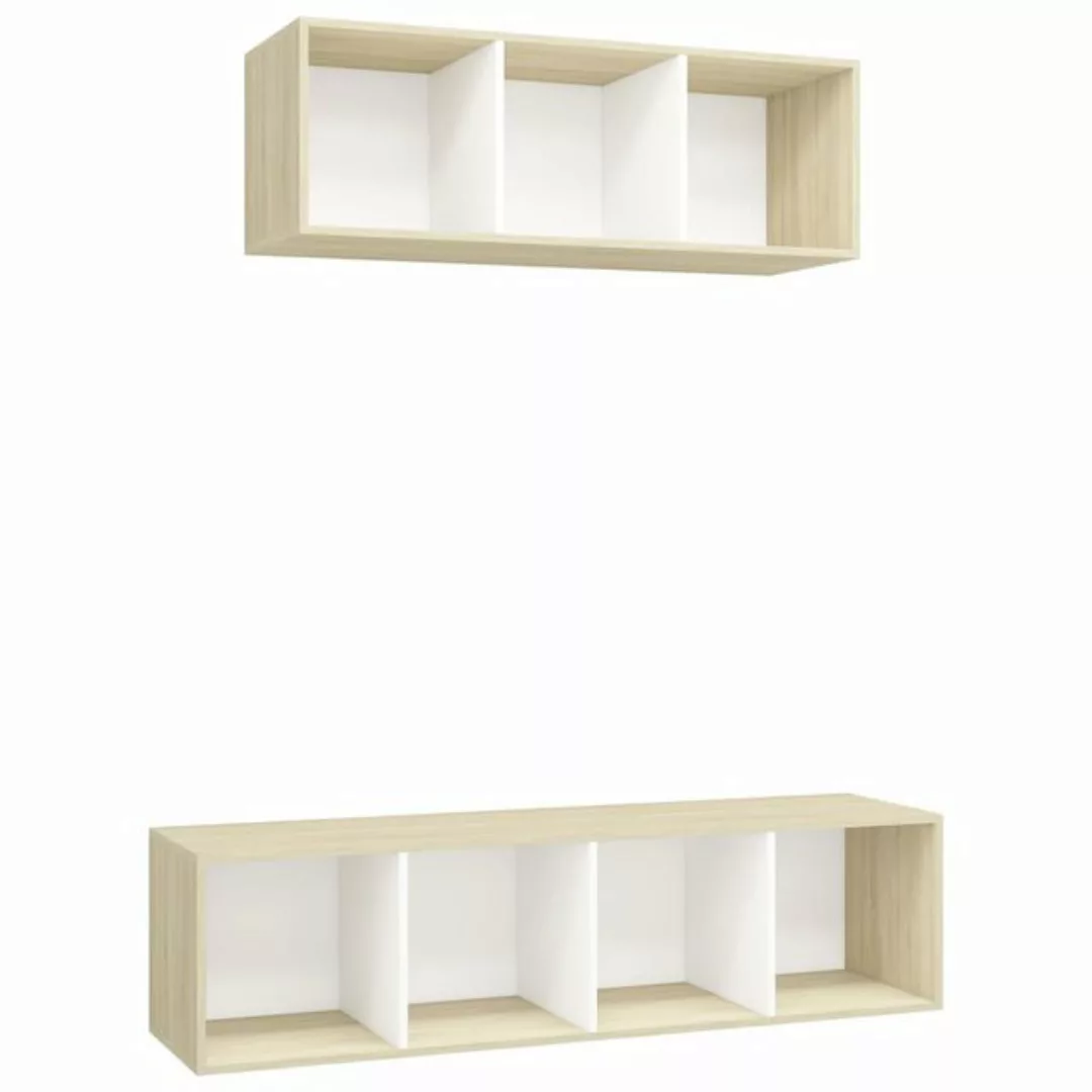 vidaXL TV-Schrank 2-tlg TV-Schrank-Set Weiß Sonoma Eiche Spanplatte günstig online kaufen