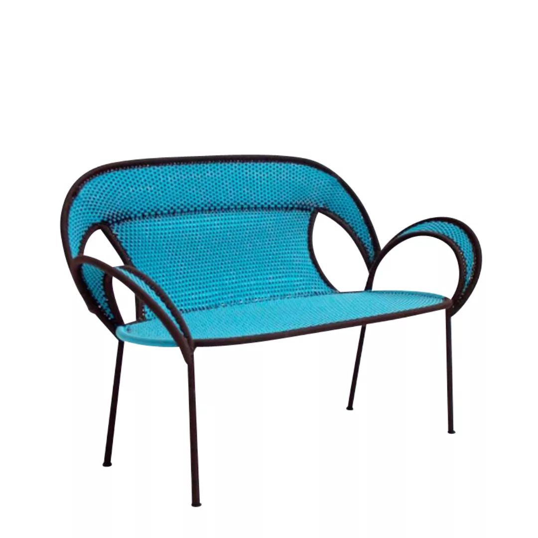 Moroso - Banjooli 2-Sitzer Sofa - oxid/wasser/handgeflochten/Gestell Stahl günstig online kaufen