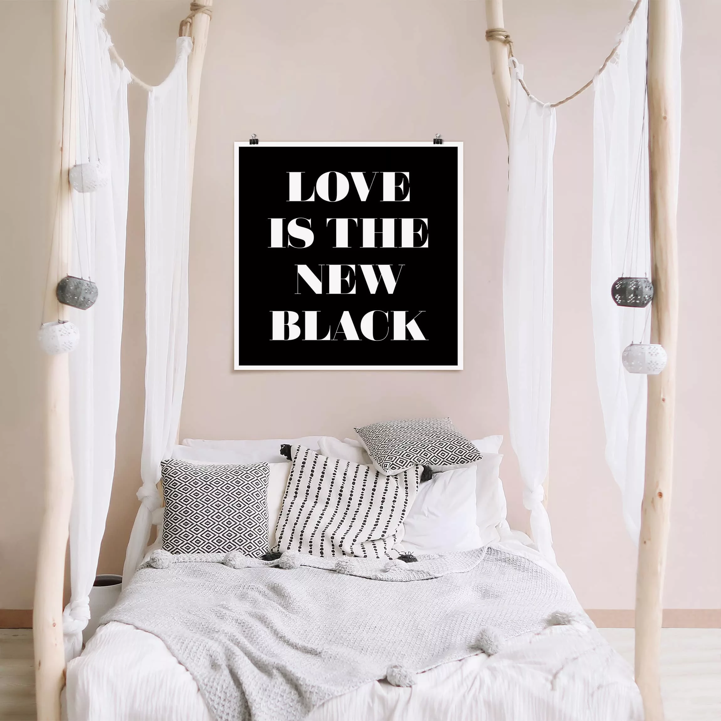 Poster Spruch - Quadrat Love is the new black günstig online kaufen