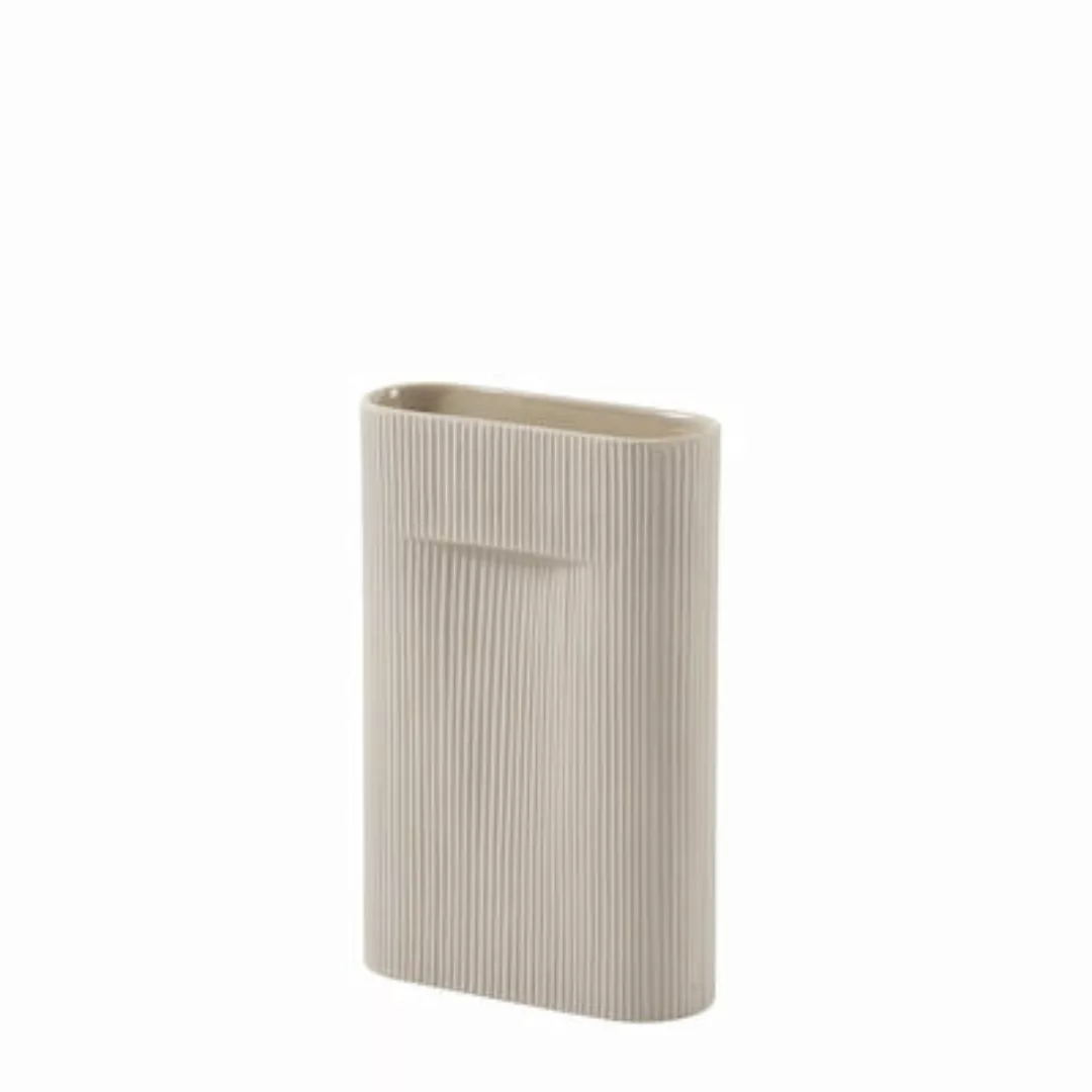 Vase Ridge Medium keramik weiß beige / H 35 cm - Terrakotta - Muuto - Beige günstig online kaufen