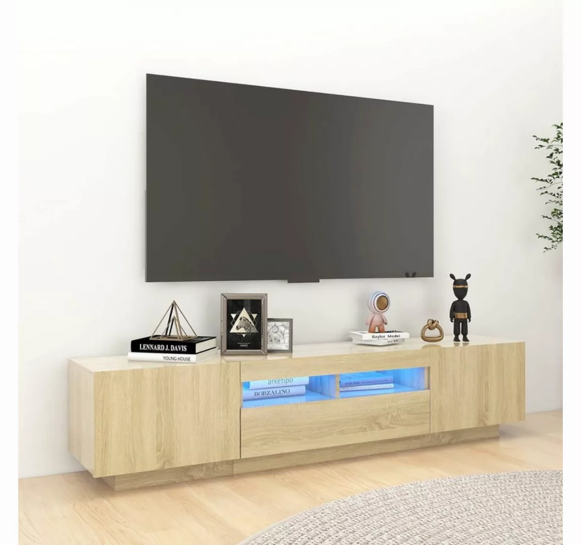 vidaXL TV-Schrank TV-Schrank mit LED-Leuchten Sonoma-Eiche 180x35x40 cm Low günstig online kaufen